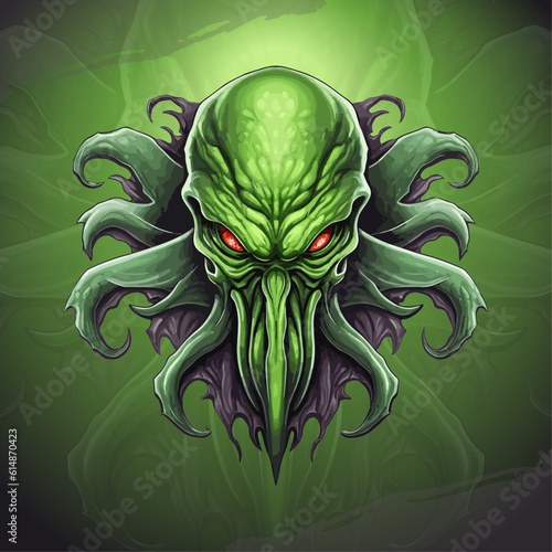 Cthulhu Mascot Logo: Modern Gaming Design for Esport and Sport Teams - Vector Illustration for Badges, Emblems, and T-Shirt Printing photo