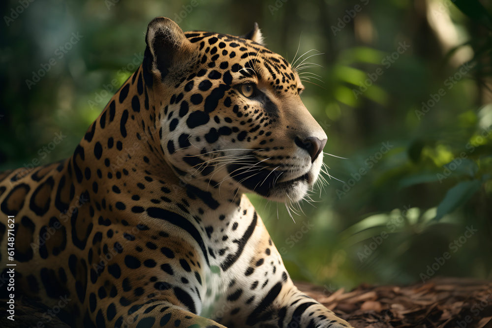 Jaguar in the Tropical forest. Generative AI Jaguar in the Tropical forest. Generative AI