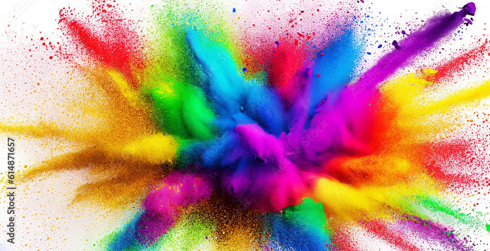 Colorful mixed rainbow powder explosion isolated on white background Colorful mixed rainbow powder explosion isolated on white background