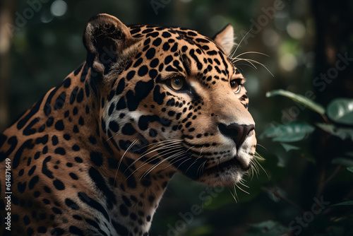 Jaguar in the Tropical forest. Generative AI © PIRMYN