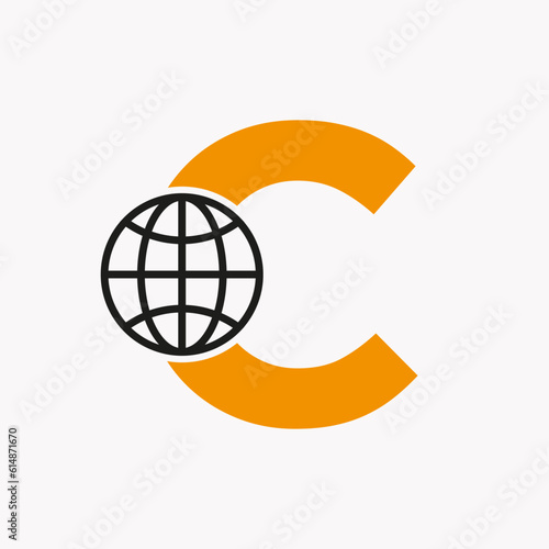 Letter C Global Logo Design. Global Logotype Symbol Vector Template