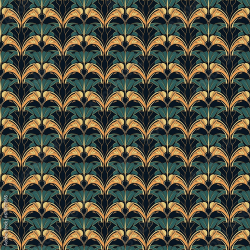 Seamless Art Deco, pattern, created with AI Generative Technology