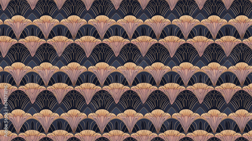 Seamless Art Deco, pattern, created with AI Generative Technology