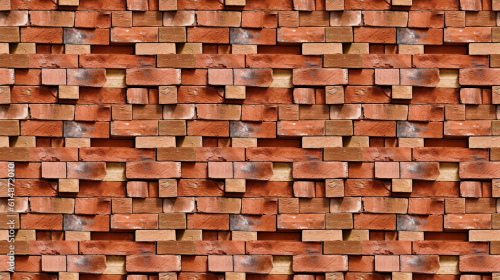 Seamless brick wall pattern, created with AI Generative Technology Seamless brick wall pattern, created with AI Generative Technology