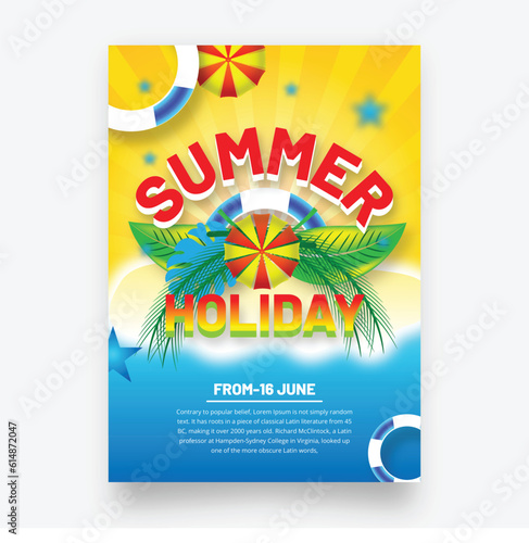 Summer Camp Flyer Layout, Vector Illustration Season Poster Template-EPS 10