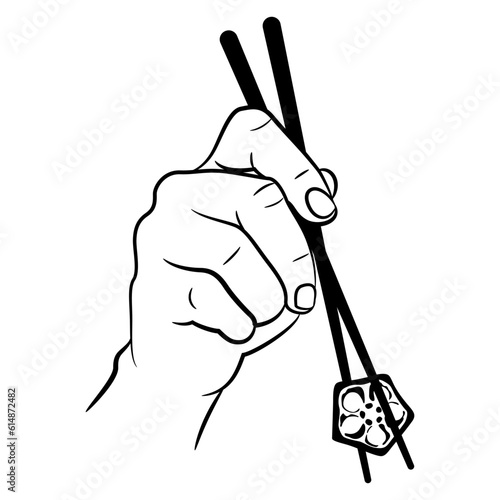 Human hand holding a slice of cut okra pod or fruit. Abelmoschus esculentus. Healthy vegetarian diet. Asian cuisine. Black and white silhouette.