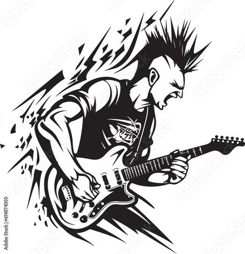 Man with guitar. Rock Star. Punk. Musician artist vector illustration