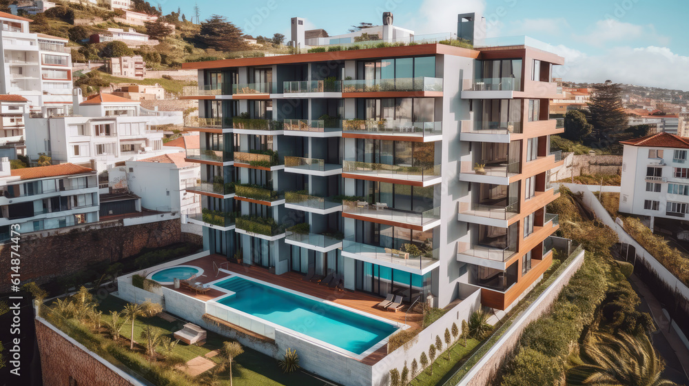 Modern residential building with pool on Madeira