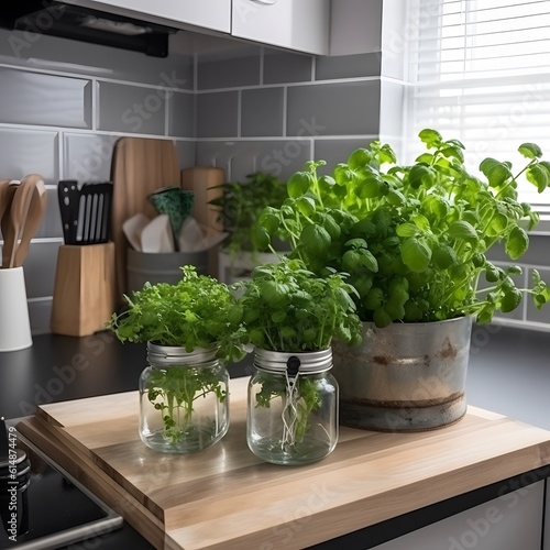 plant in a kitchen