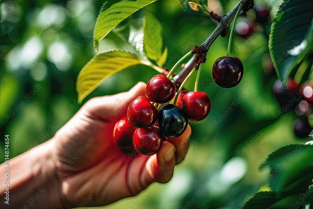 Obraz premium Picking cherries