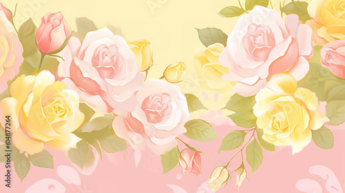 cartoon inspired roses gift card, ai generated image