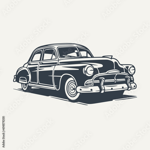 Classic car. Vintage woodcut engraving vector illustration.