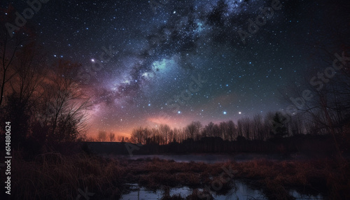 Milky Way illuminates starry night sky  a mystery in nature generated by AI