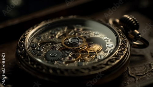 Antique wristwatch, disassembled for repairing clockworks and accuracy generated by AI