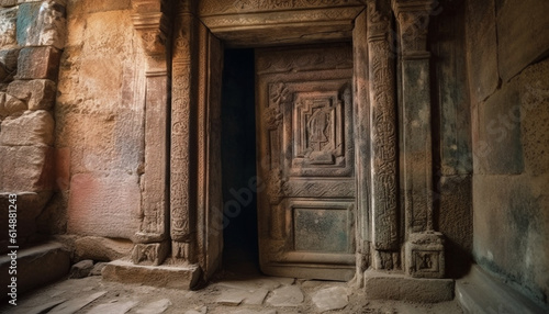 Ancient sandstone arch  a doorway to spirituality and indigenous cultures generated by AI