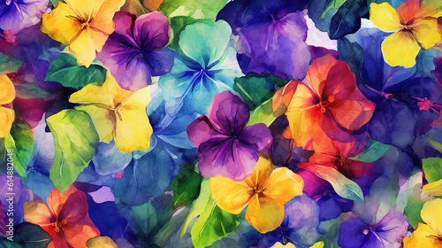 beautiful hawaiian flower inspired watercolor artwork  ai generated image