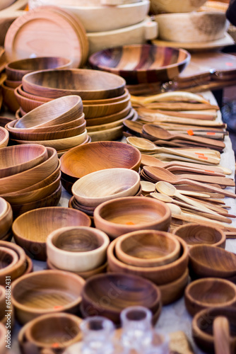 wood pots in the market