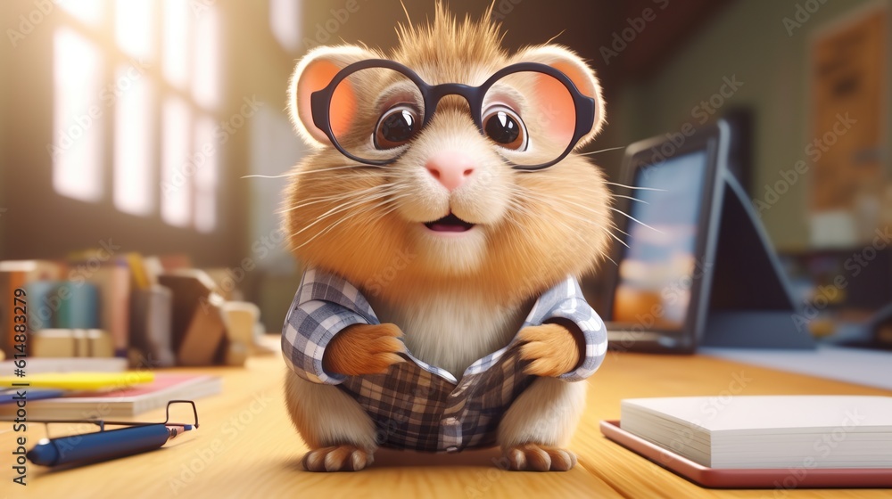 hamsters wearing glasses in school generative ai