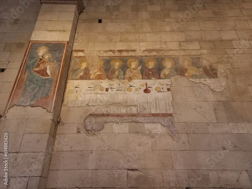 Tableau sur toile affresco, ultima cena, Basilica di San Zeno, Verona, Veneto, Italia