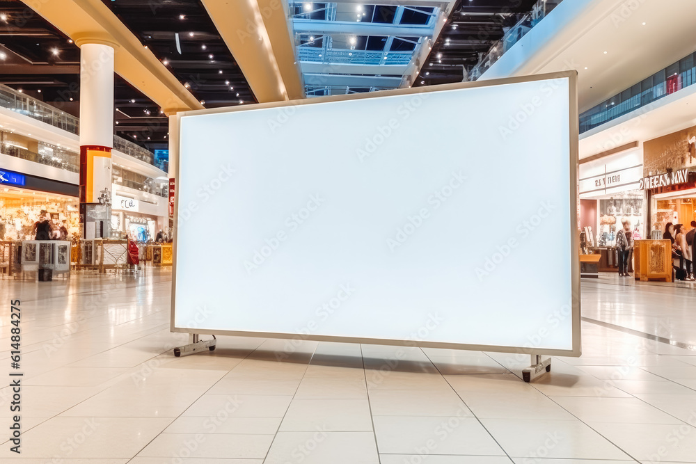 Horizontal rectangular white empty signage information board, white mock up. Generative AI Horizontal rectangular white empty signage information board, white mock up. Generative AI