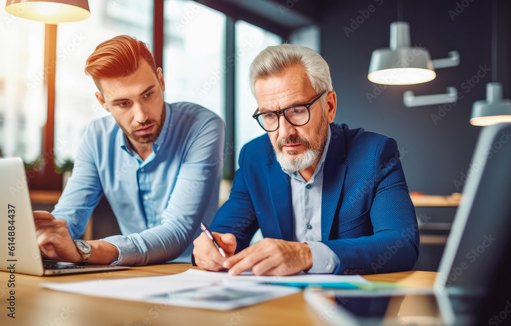Senior business accountant working on a modern group project. Generative AI Senior business accountant working on a modern group project. Generative AI
