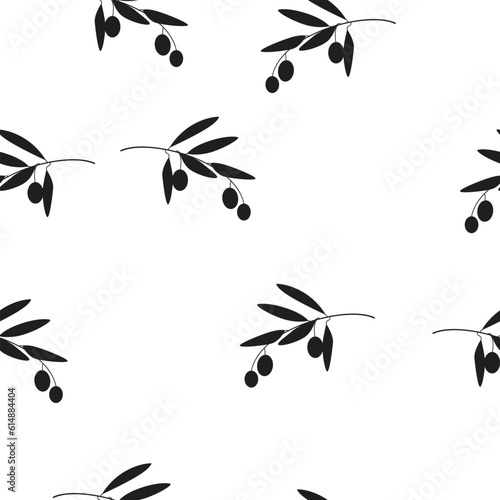 Olives branch vector silhouette. White background.