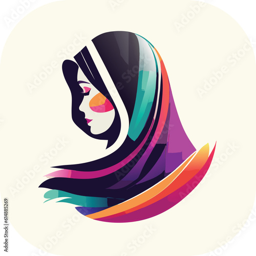 Woman hijab logo with unique concept and business card design Premium Vector, Muslim fashion hijab logo design, beautiful headscarf for Muslim women