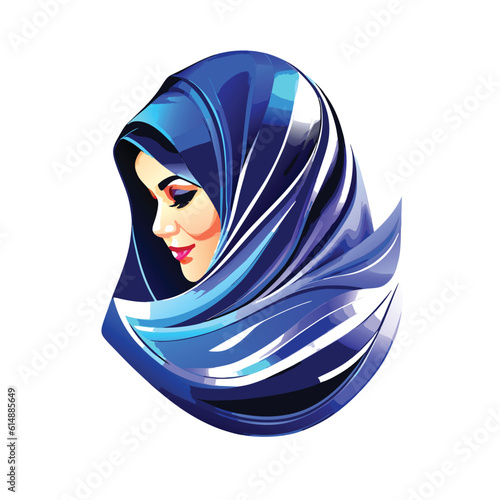 Woman hijab logo with unique concept and business card design Premium Vector, Muslim fashion hijab logo design, beautiful headscarf for Muslim women