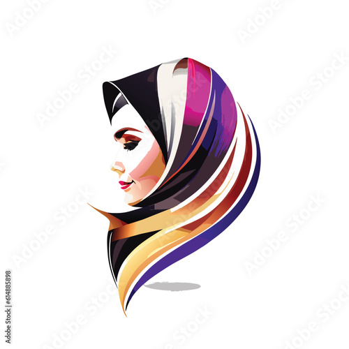 Woman hijab logo with unique concept and business card design Premium Vector, Muslim fashion hijab logo design, beautiful headscarf for Muslim women