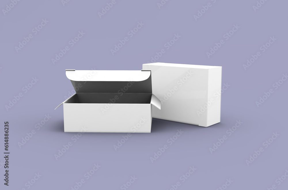 Small opened push pins box packaging mockup for brand advertising on clean background. Small opened push pins box packaging mockup for brand advertising on clean background.
