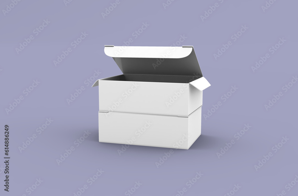 Small opened push pins box packaging mockup for brand advertising on clean background. Small opened push pins box packaging mockup for brand advertising on clean background.