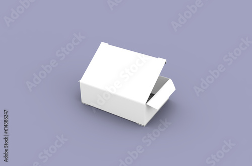 Small opened push pins box packaging mockup for brand advertising on clean background.