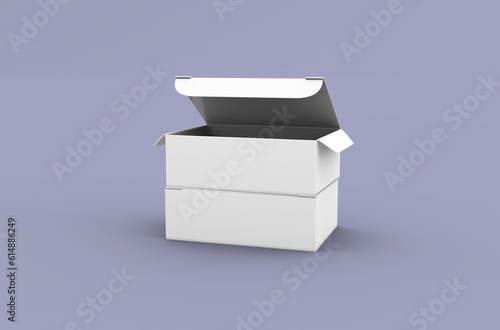 Small opened push pins box packaging mockup for brand advertising on clean background. © DAkreev