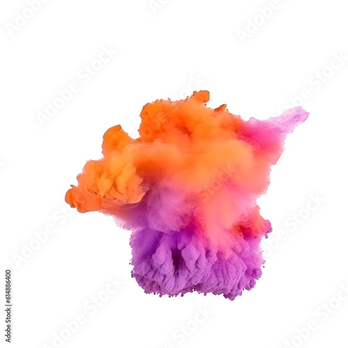 Pink, blue, orange, and purple smoke bombs, colorful, isolated on white background, created with Generative AI technology