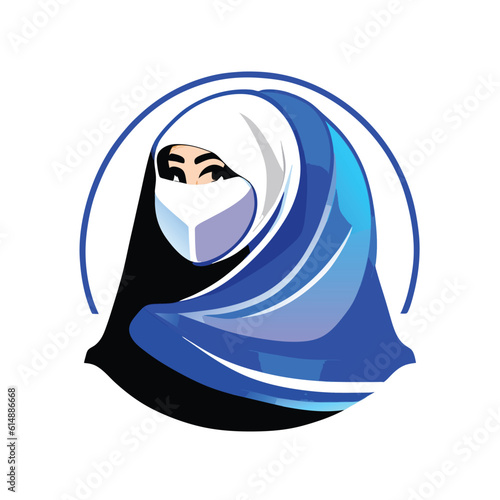 Woman hijab logo with unique concept and business card design Premium Vector, Muslim fashion hijab logo design, beautiful headscarf for Muslim women