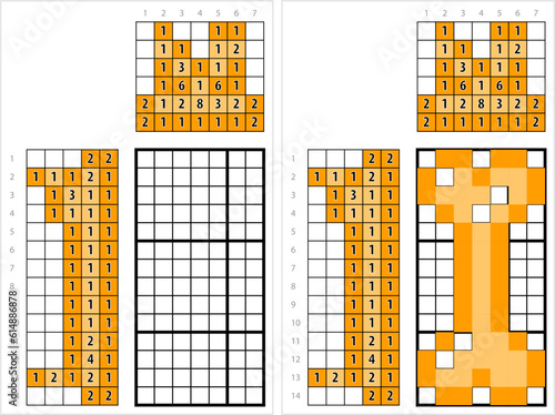 Dog Bone Icon Nonogram Pixel Art M_2306001