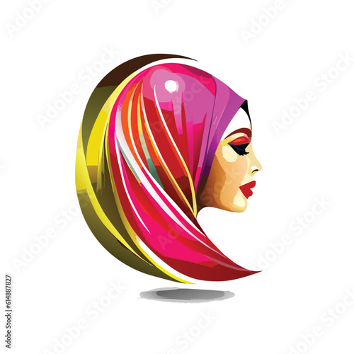 Woman hijab logo with unique concept and business card design Premium Vector, Muslim fashion hijab logo design, beautiful headscarf for Muslim women