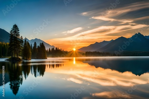 sunrise over lake © zaroosh