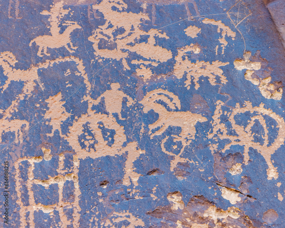Petroglyphs at Newspaper Rock State Historical Monument in Utah
