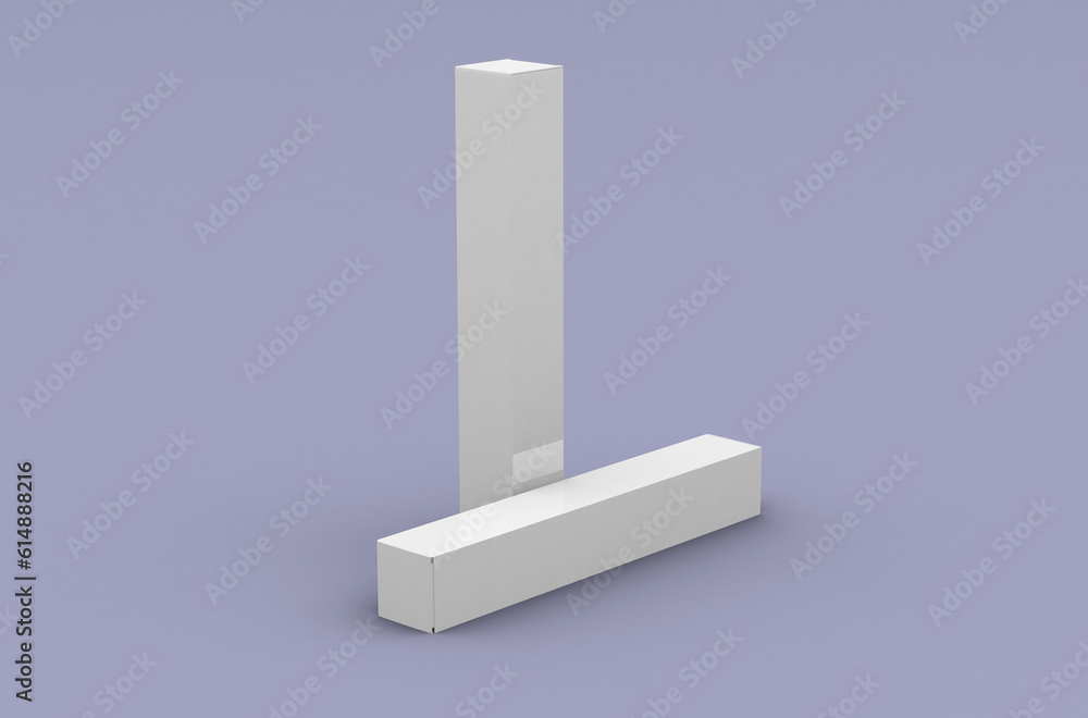 Two paper boxes for mascara tube, packaging template for product design mockup. Clean background Two paper boxes for mascara tube, packaging template for product design mockup. Clean background