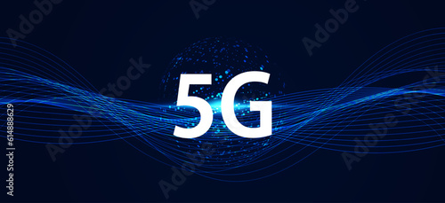 Abstract technology digital futuristic concept world 5g wireless communication technology network connection high speed internet communication on a modern background