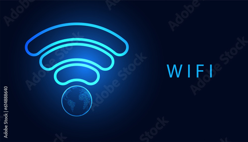 Abstract world wifi connection concept connection network people communication On a blue background, futuristic, modern
