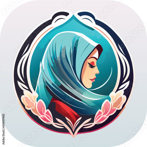 Woman hijab logo with unique concept and business card design Premium Vector, Muslim fashion hijab logo design, beautiful headscarf for Muslim women