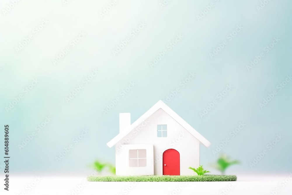house model on background symbol for construction loan mortgage property or home. Generative Ai house model on background symbol for construction loan mortgage property or home. Generative Ai