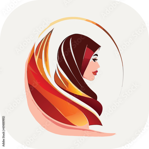 Woman hijab logo with unique concept and business card design Premium Vector, Muslim fashion hijab logo design, beautiful headscarf for Muslim women