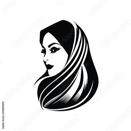 Woman hijab logo with unique concept and business card design Premium Vector, Muslim fashion hijab logo design, beautiful headscarf for Muslim women