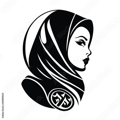 Woman hijab logo with unique concept and business card design Premium Vector, Muslim fashion hijab logo design, beautiful headscarf for Muslim women