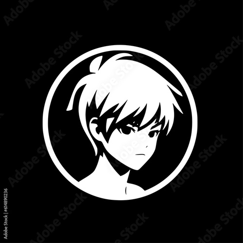 Anime - Black and White Isolated Icon - Vector illustration