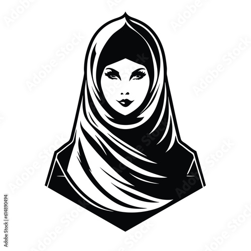 Woman hijab logo with unique concept and business card design Premium Vector, Muslim fashion hijab logo design, beautiful headscarf for Muslim women