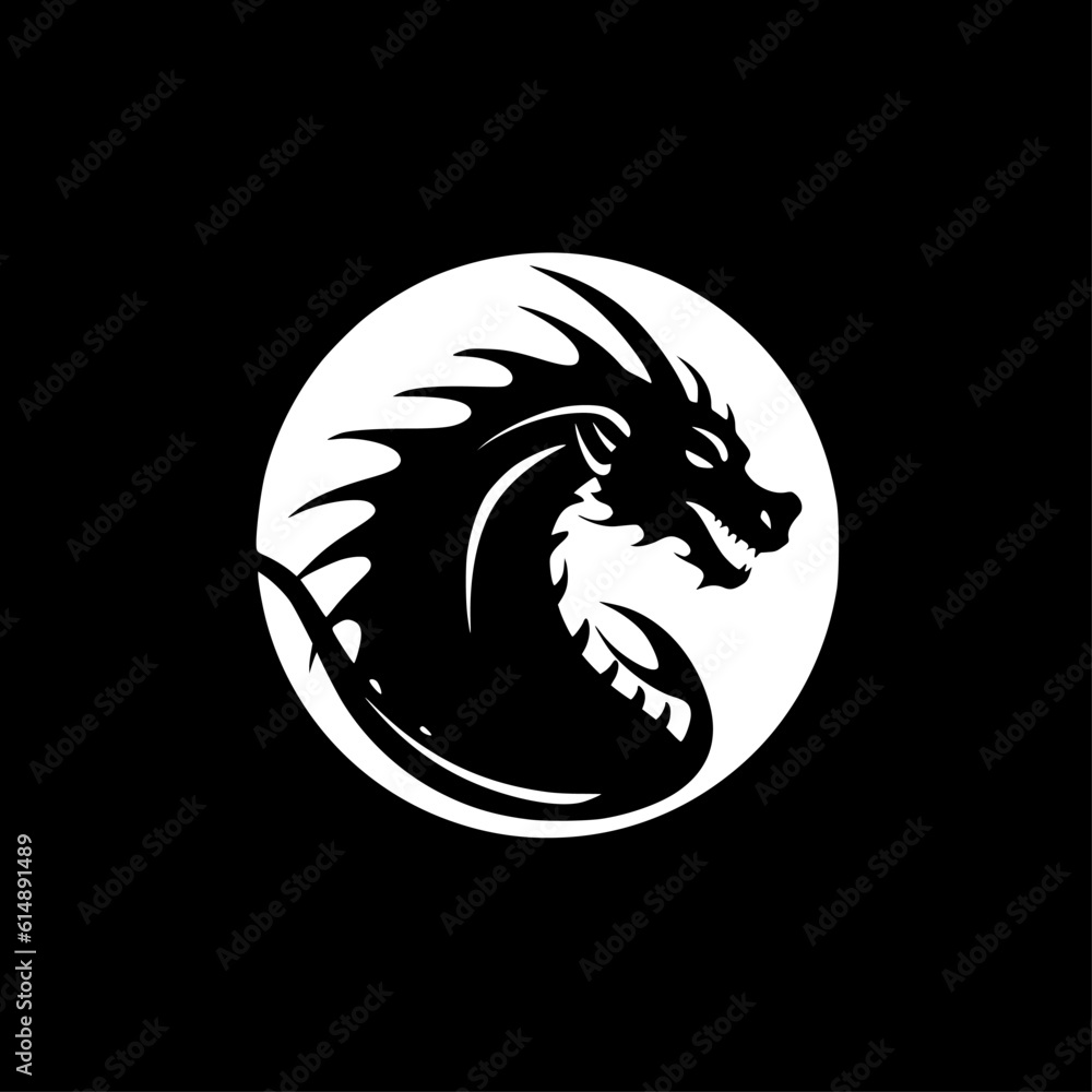 Dragon - Black and White Isolated Icon - Vector illustration Dragon - Black and White Isolated Icon - Vector illustration